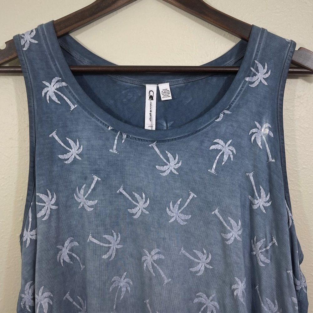 Cable & Gauge Sz L Palm Tree Print Tank Top NWT - Picture 2 of 8